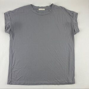 All Row Tshirt Womens Gray Crew Neck Rolled Sleeve